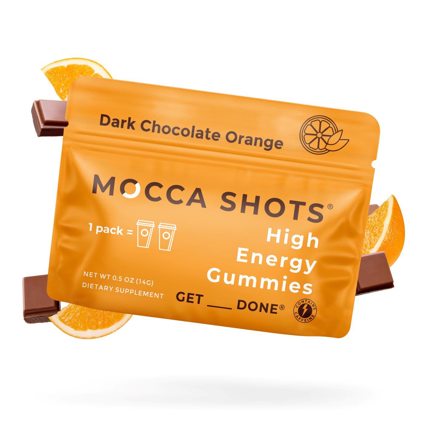 Mocca Shots Energy Gummies with Caffeine | 12-Pack - Dark Chocolate Orange