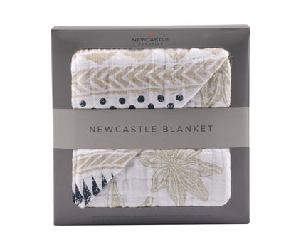 Pyramid and Boho Fields Cotton Muslin Newcastle Blanket