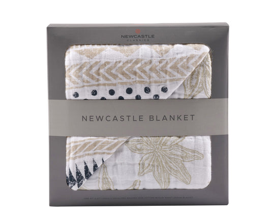Pyramid and Boho Fields Cotton Muslin Newcastle Blanket