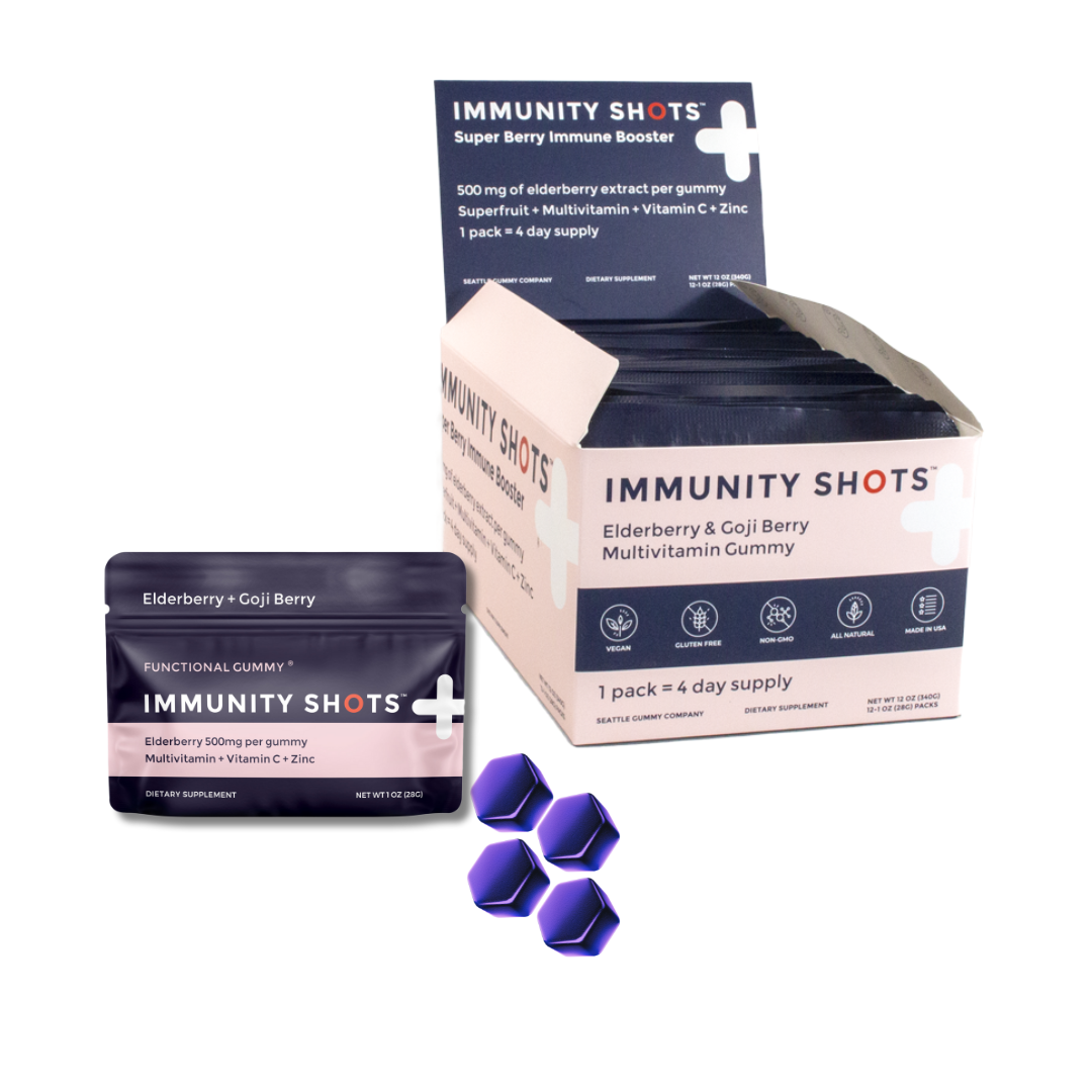 Immunity Shots - Elder Berry + Goji Berry Gummy Vitamins | 12-Pack
