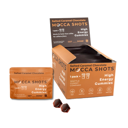 Mocca Shots Energy Gummies with Caffeine | 12-Pack - Salted Caramel Chocolate