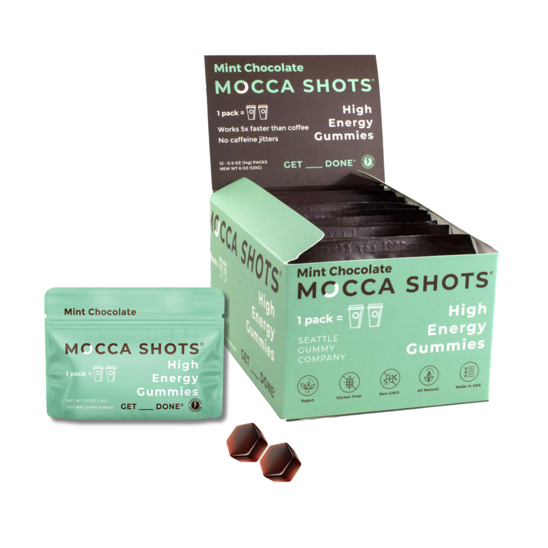 Mocca Shots Energy Gummies with Caffeine | 12-Pack - Mint Chocolate
