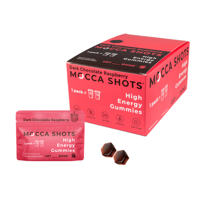 Mocca Shots Energy Gummies with Caffeine | 12-Pack - Dark Chocolate Raspberry