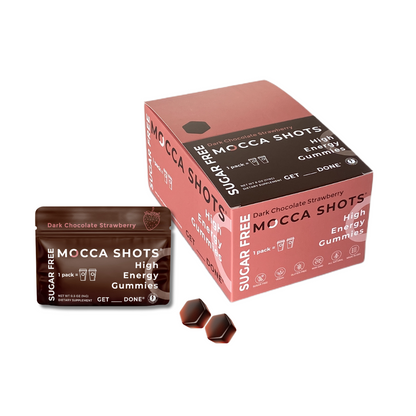 Sugar Free Mocca Shots Energy Gummies with Caffeine | 12-Pack - Dark Chocolate Strawberry