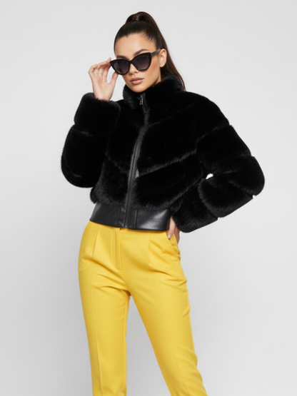 Short Faux Fur Jacket for Women, Flatiron, BYMANYC New York.
