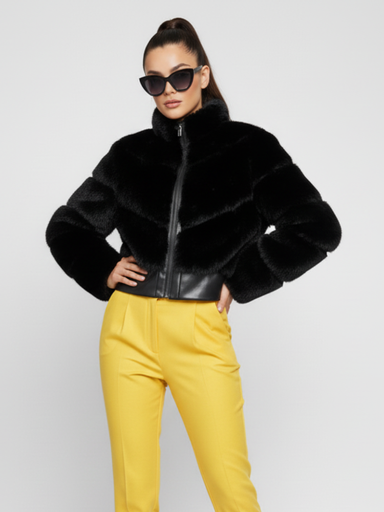 Short Faux Fur Jacket for Women, Flatiron, BYMANYC New York.