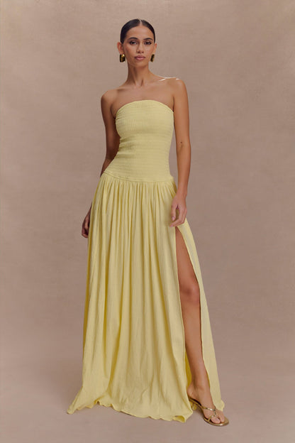 Strapless Shirred Backless Long Dress for Women, Williamsburg, BYMANYC New York.