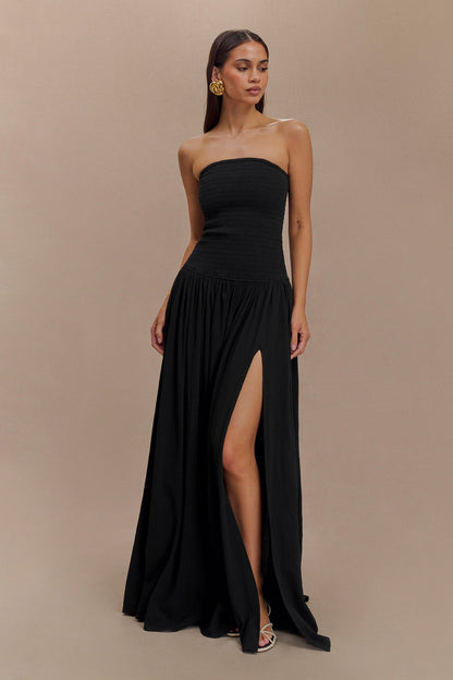 Strapless Shirred Backless Long Dress for Women, Williamsburg, BYMANYC New York.