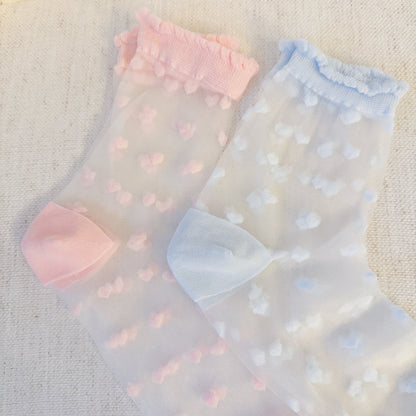 Sweet Hearts Sheer Socks Set of 2