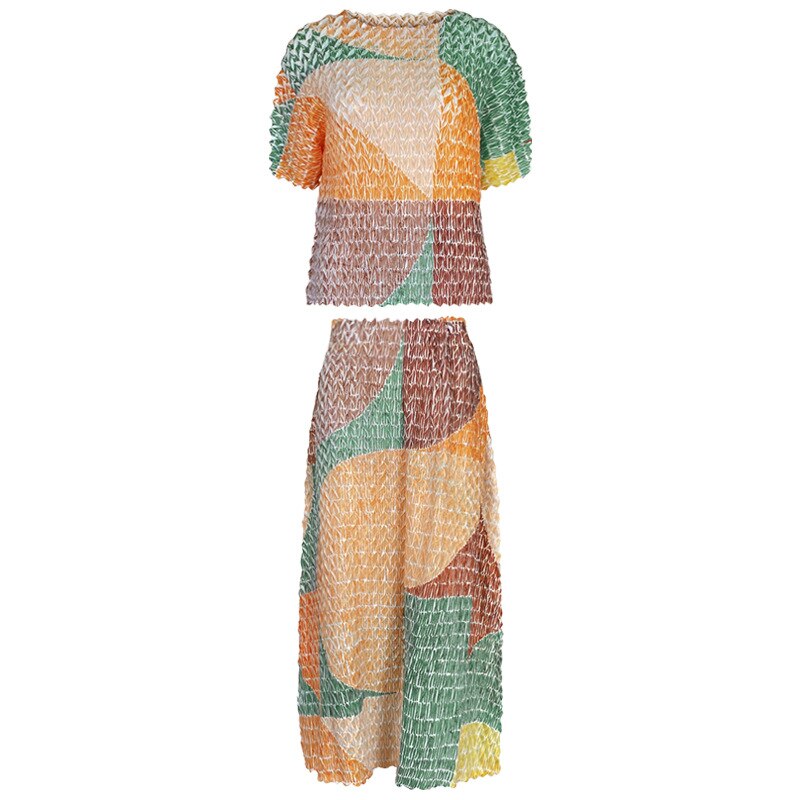 Two-Piece Suit With Color Contrast Top and Pleated Skirt for Women, Midtown, BYMANYC New York.