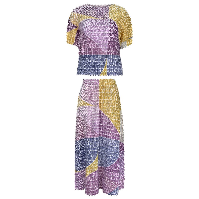 Two-Piece Suit With Color Contrast Top and Pleated Skirt for Women, Midtown, BYMANYC New York.