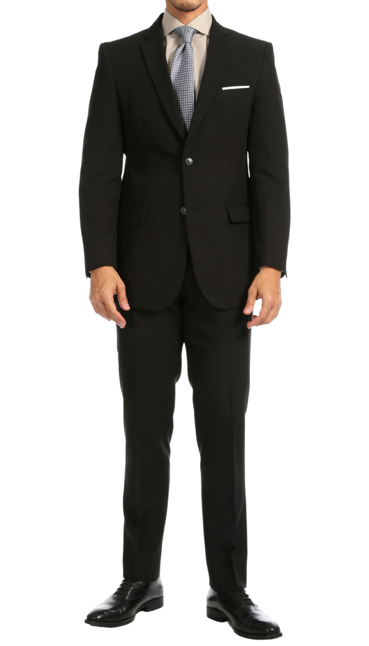 PL1969 Mens Black Regular Fit 2pc Suit Big & Tall Sizes