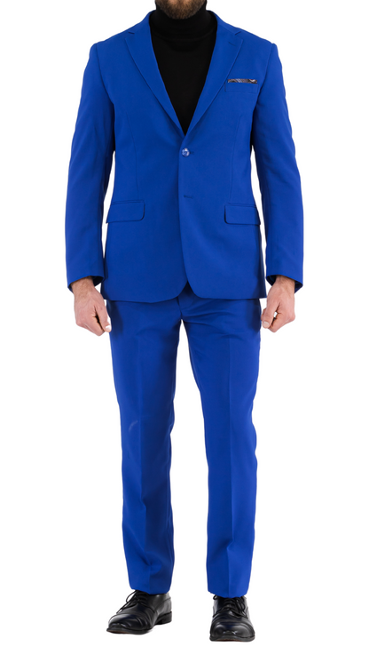 Paul Lorenzo Mens Royal Blue Slim Fit 2 Piece Suit