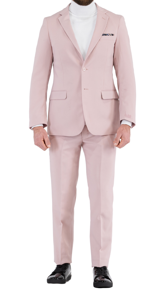 Paul Lorenzo Mens Pale Mauve Slim Fit 2 Piece Suit