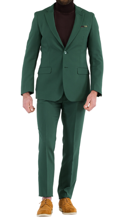 Paul Lorenzo Mens Hunter Green Slim Fit 2 Piece Suit