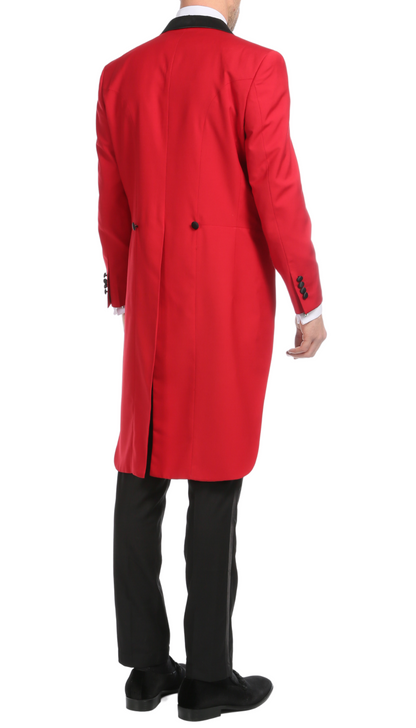 Ferrecci Men's Regular Fit Peak Lapel Red Tailcoat Tuxedo Set