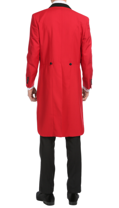 Ferrecci Men's Regular Fit Peak Lapel Red Tailcoat Tuxedo Set