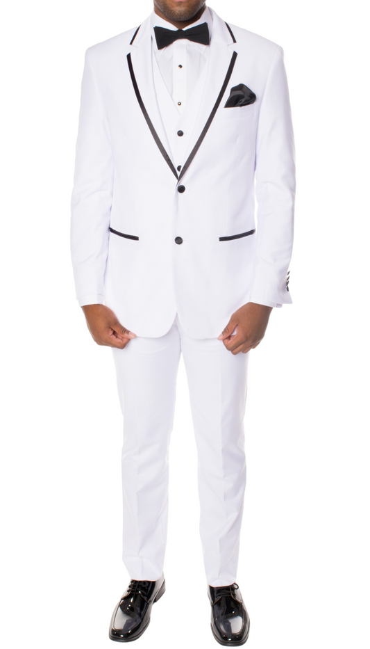 Celio White & Black 3 Piece Slim Fit Tuxedo