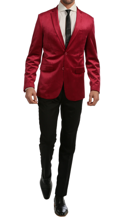 Ferrecci Men's Burgundy MARQUEE Velvet Blazer