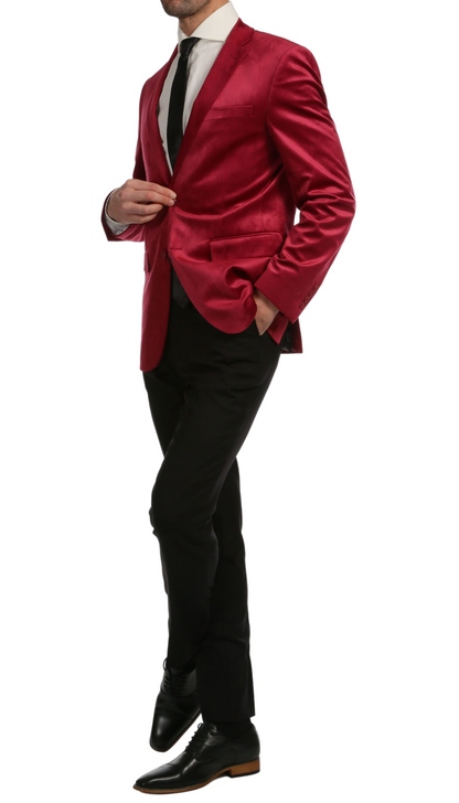 Ferrecci Men's Burgundy MARQUEE Velvet Blazer