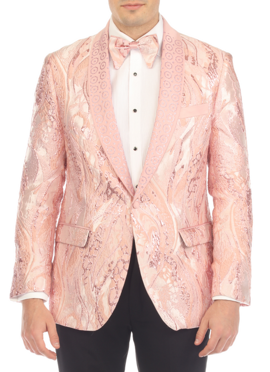Cosmopolitan Pink Men's Shawl Collar Tuxedo 1 Button 2 Vent Slim Fit Blazer
