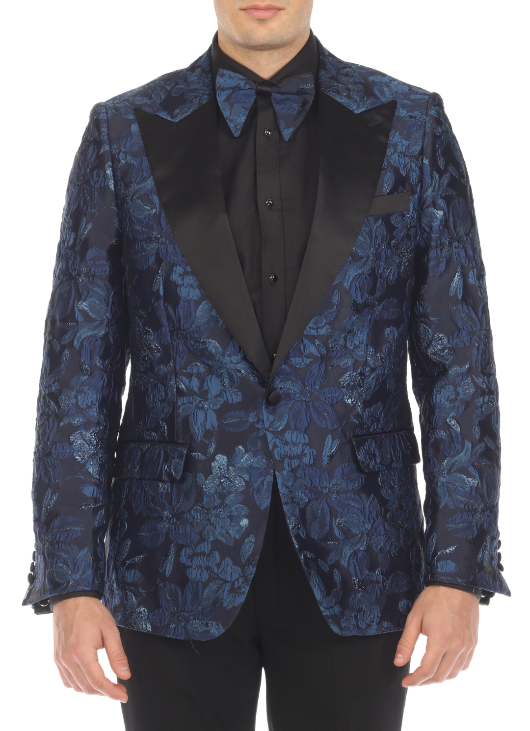 Men's Drake Blue Peak Lapel Tuxedo 1 Button 2 Vent Slim Fit Blazer