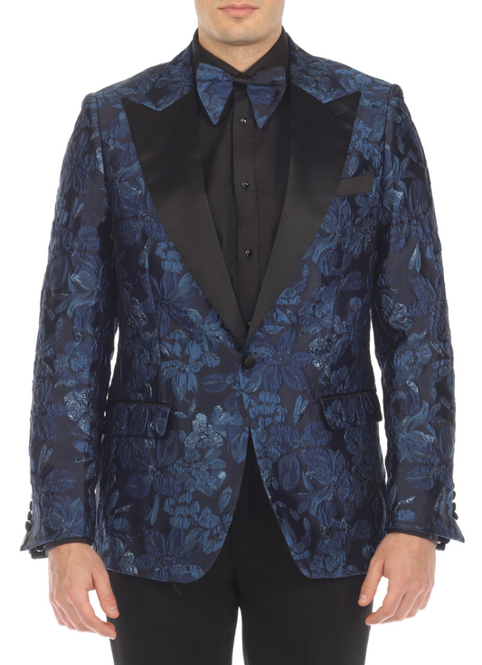 Men's Drake Blue Peak Lapel Tuxedo 1 Button 2 Vent Slim Fit Blazer