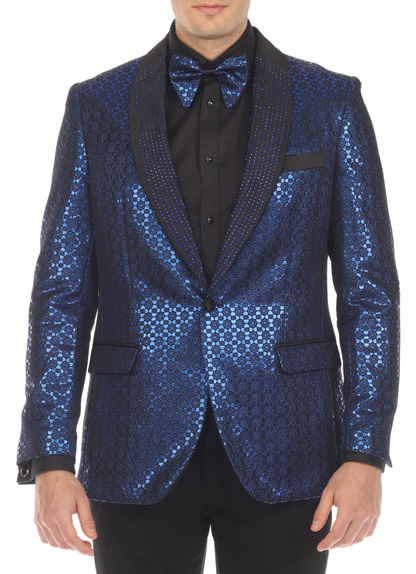 Men's Mojito Blue Shawl Collar Tuxedo 1 Button 2 Vent Slim Fit