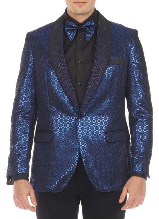 Men's Mojito Blue Shawl Collar Tuxedo 1 Button 2 Vent Slim Fit