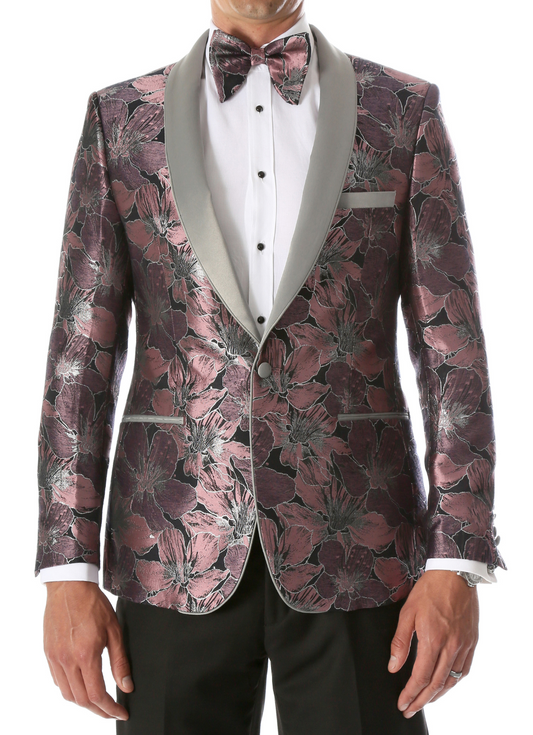 Men's Hugo Rose Floral Modern Fit Shawl Collar Tuxedo Blazer