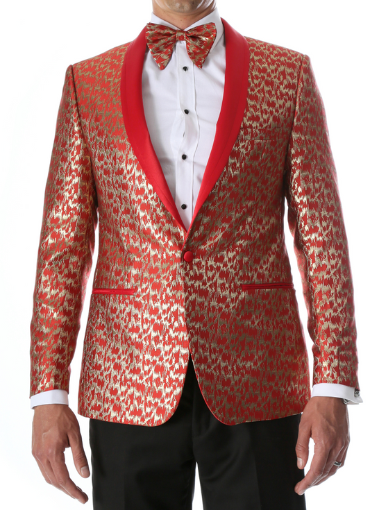 Men's Webber Red Modern Fit Shawl Collar Tuxedo Blazer