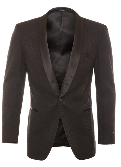 Ferrecci Ash All Black Snake Skin Tuxedo Blazer
