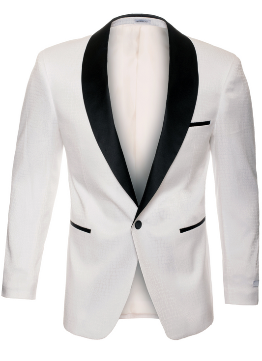 Ferrecci  Ash All White Snake Skin Tuxedo Blazer