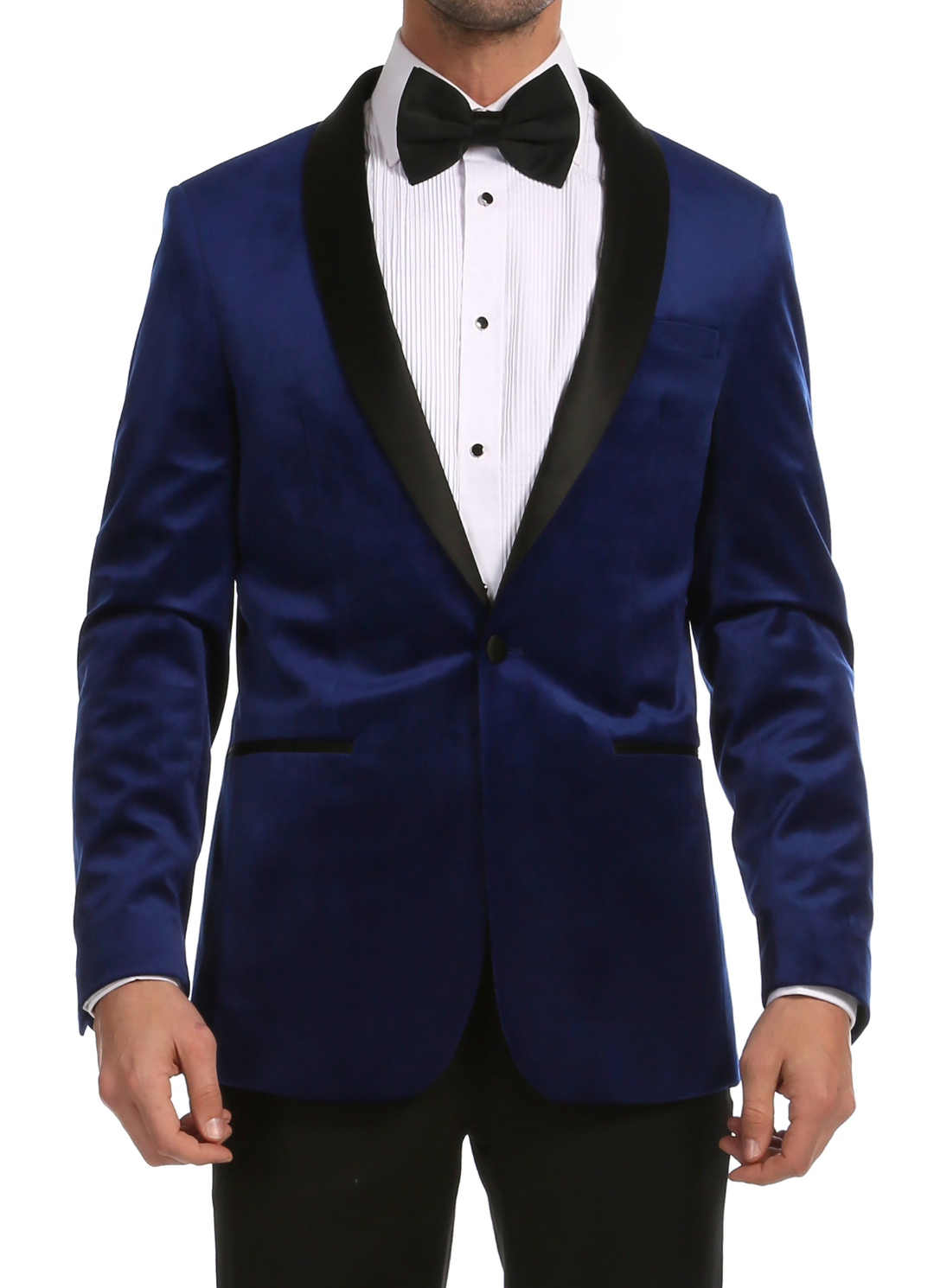 Enzo Indigo Velvet Slim Fit Shawl Lapel Tuxedo Men's Blazer