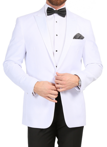 Ferrecci Men's Aura White Slim Fit Peak Lapel Tuxedo Dinner Jacket