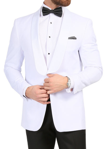 Ferrecci Men's Echo White Slim Fit Shawl Lapel Tuxedo Dinner Jacket