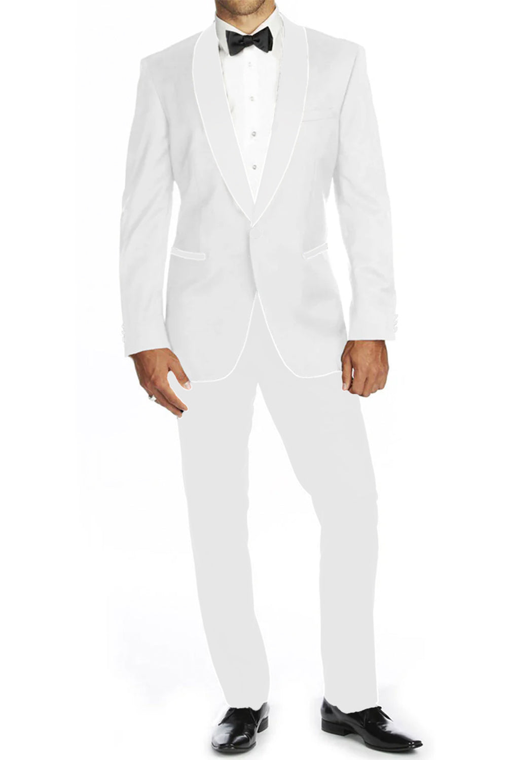 Ferrecci Men's Reno White Slim Fit Shawl Lapel 2 Piece Tuxedo Suit Set
