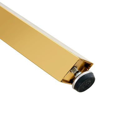 Modern Luxurious Round Tempered Glass Dining Table With Gold 7-Shaped Metal Legs,suitable for Family Meals, Office Confe