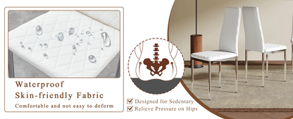 Modern Style Dining Chairs Set of 6 in White, Essential for Minimalist Homes.Meeting Family Dining Needs,PU Material Sea