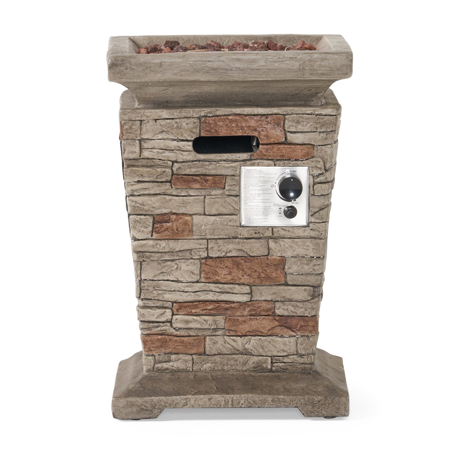 Outdoor 19.50' MGO Fire Column - 40,000 BTU, Natural Stone (Tank Inside)