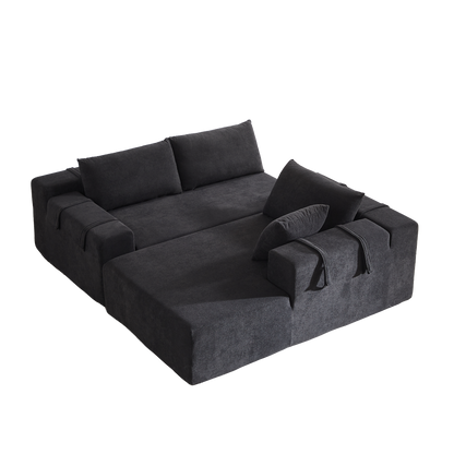 Modern Chenille Upholstered Sectional Sofa Couch Set,Modular 108' L Shaped Sectional Living Room Sofa Set With 6 Pillows