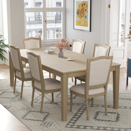 Rustic 7-Piece 78.1inch Extendable Dining Table Set With 18inch Removable Leaf, 6 Upholstered Dining Chairs, 2 Built-In