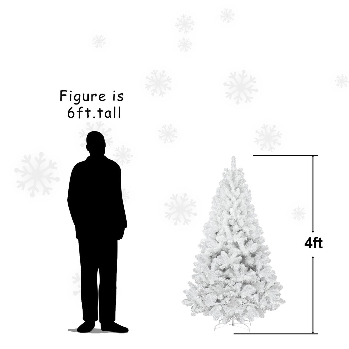 7ft White Christmas Tree With Memory Wire, 1064 Tips Hinged Artificial PVC Tree, Easy Assembly Holiday Xmas Tree for Ind