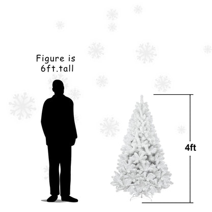 7ft White Christmas Tree With Memory Wire, 1064 Tips Hinged Artificial PVC Tree, Easy Assembly Holiday Xmas Tree for Ind