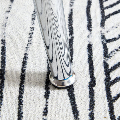 Table and Chair set.A 38.6' Diameter Transparent Tempered Glass Round Dining Table-Silver Metal Legs.Paried With 4 Black