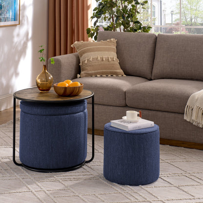 Ottoman, Multi-Functional Combination Set Table Ottoman, Combination of Ottoman and Table, With Drum Stool, With Storage