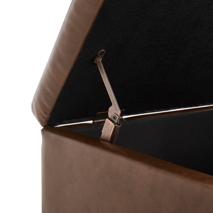 Mid-Century Modern Square Coffee Table Storage Bench, Assembled, Suitable for Living Room, Entryway and Family Room, Use