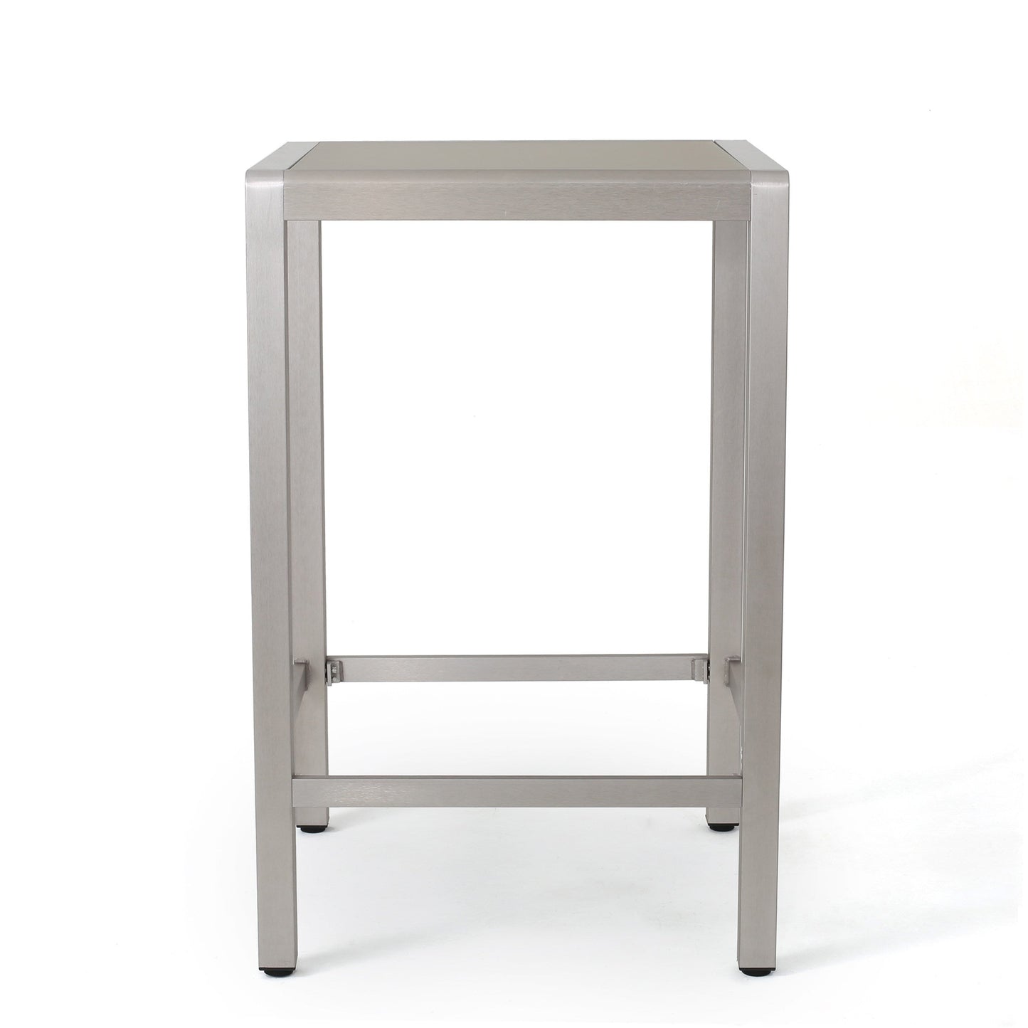 43' Outdoor Aluminum Frame Bar Table With Glass Table Top, Grey Finish
