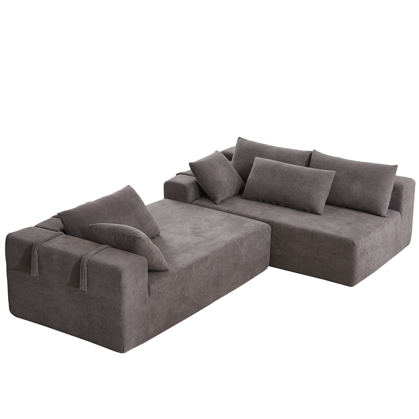 Modern Chenille Upholstered Sectional Sofa Couch Set,Modular 108' L Shaped Sectional Living Room Sofa Set With 6 Pillows