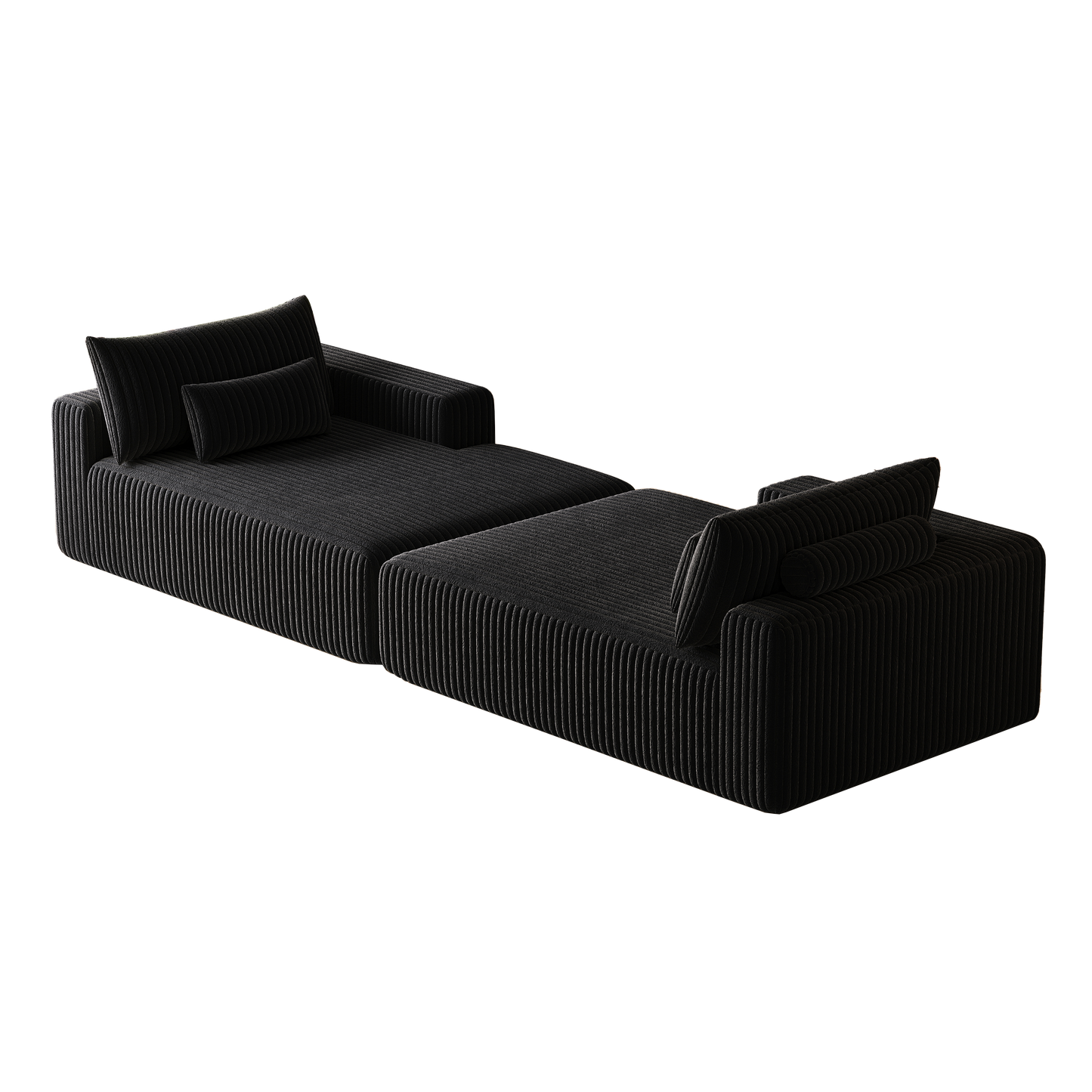 102' Oversized Sectional Lounge Chaise,No Assembly Required,Cloud Plush Loveseat With Reclining Sofa Bed,Fluffy Modern S